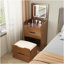 (48cm) (noyer) Bureau de coiffeuse 3 en 1 avec miroir Plip, petit ensemble de coiffeuse avec bureau en verre visible, coiffeuse compacte à maquillage avec 3 tiroirs