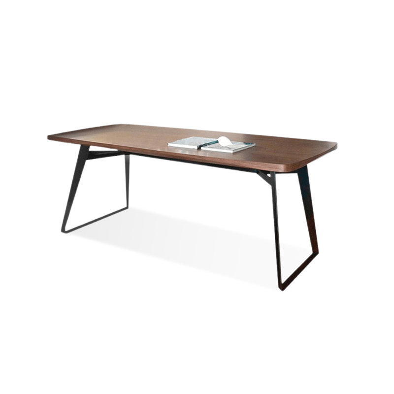 Retro Nut-Brown Rectangular Solid Wood Dining Table, 62.99