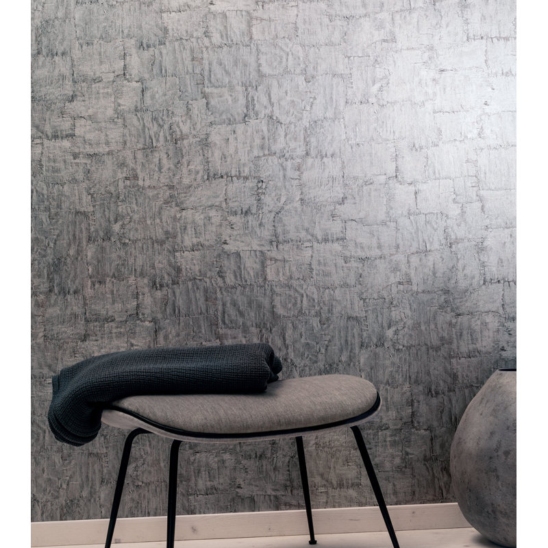 Air Collection Torn Bark Sheen Textured Wallpaper Roll, Gray