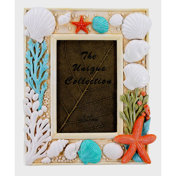 Cadre photo suspendu Avdullah Ocean Nautical Beach Coral Seashells 6 po x 4 po