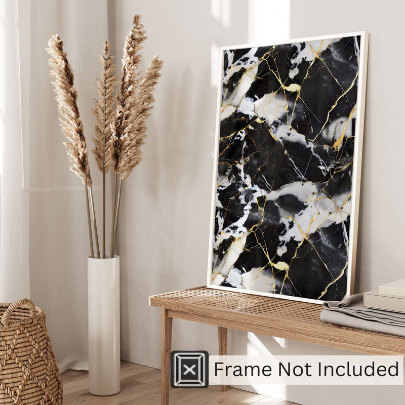 Abstrait noir et gris Geode Marble Crystals II, reproduction d'art moderne sans cadre, H 30 po x l 20 po