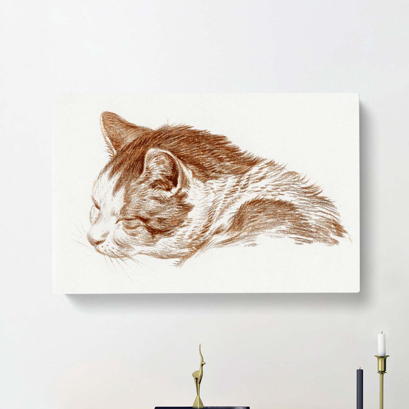 Illustration Of A Cat by Jean Bernard - Wrapped Canvas Painting, 40cm H x 60cm W x 3cm D