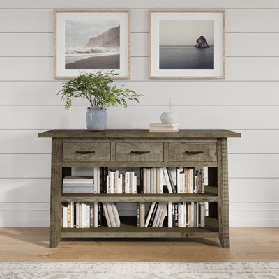 Table de canapé en acacia rustique délavé 50 po - Doré