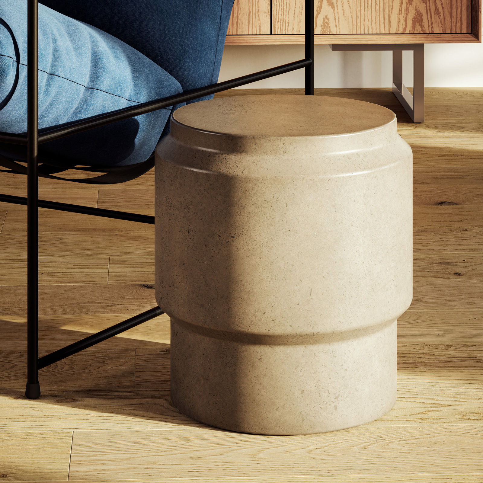 Cassis Concrete Accent Stool, Concrete