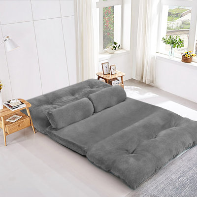 Canapé-lit de sol à 6 positions avec canapé-lit réglable et 2 coussins gris