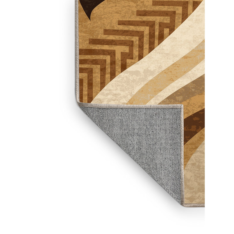 Tapis éclectique brun / beige Pittman Camazotz lavable à la machine, 6 X 9