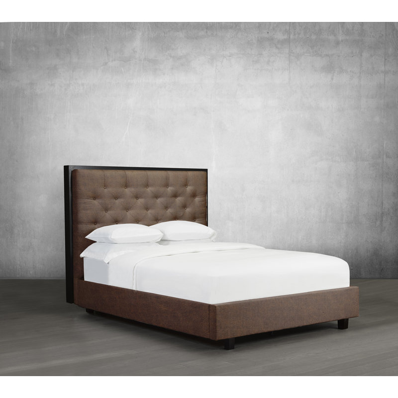 Lit plateforme en tissu d’ameublement, Très grand, Caramel