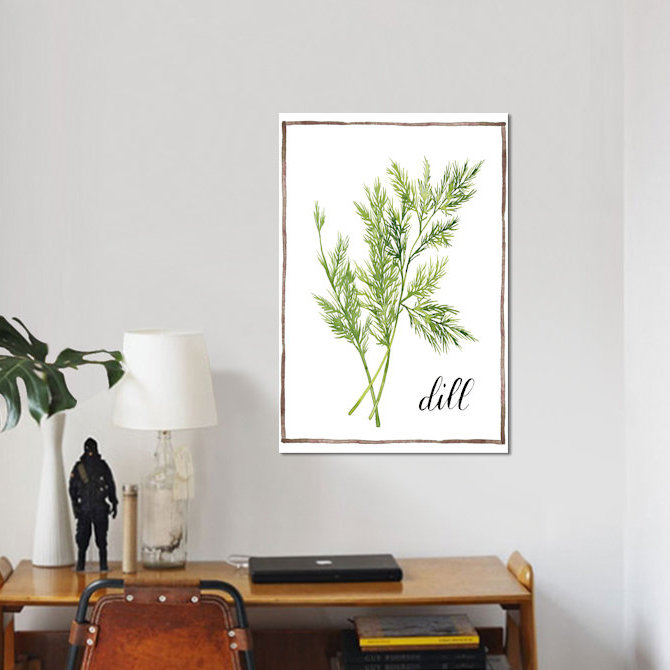 « aquarelle herbes iii », reproduction sur toile, H 12 po x l 8 po x P 0,75 po, Toile tendue, Pas de tapis