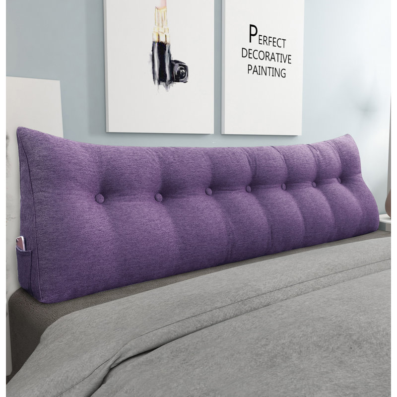 180cm Curved Headboard Pillow, 50cm H x 200cm W, Grey Lilac