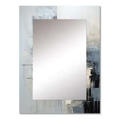 Grey and white Abstract Cityscape 2 - Abstract Collages Large Mirror, Modern Decorative Wall Mirror, Printed Metal Art