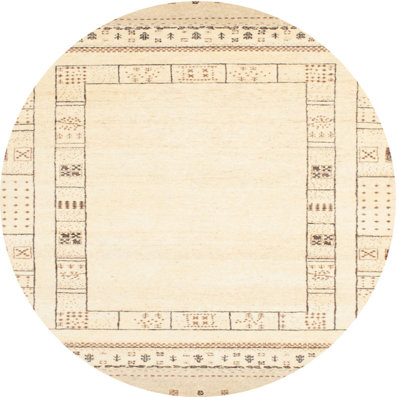 Tapis contemporain crème / brun, Rond 6 pi
