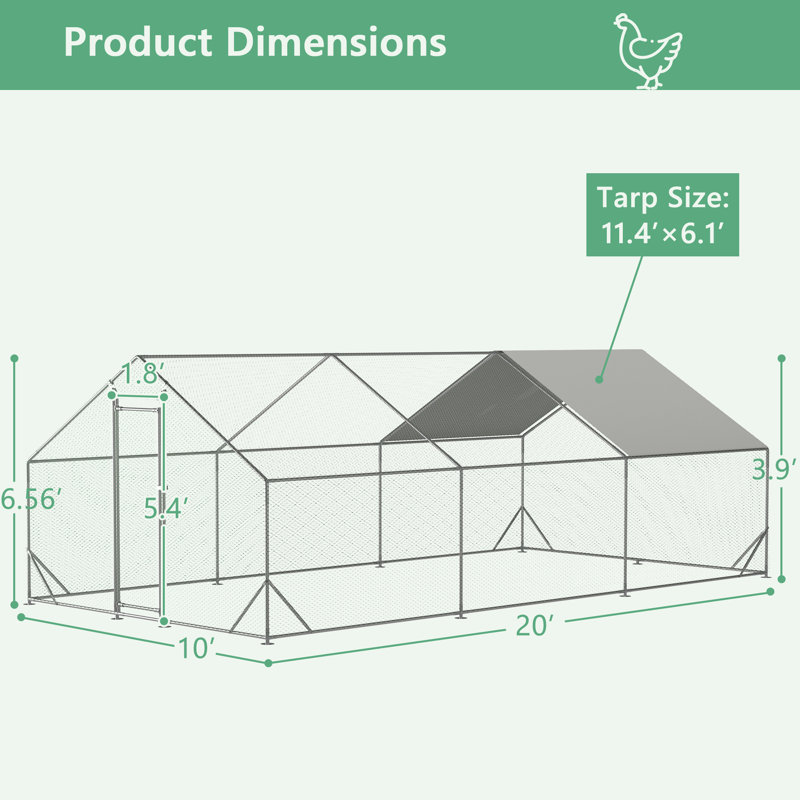 Cage à poules Ceilidh, H 79 po x l 119 po x P 240 po