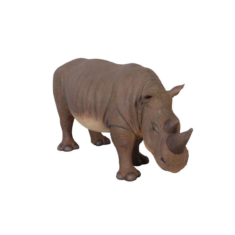 Grand-Scale Hand-Painted Resin Rhinoceros Statue