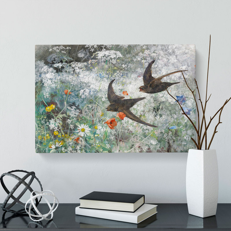 Common Swift Birds by Bruno Liljefors - Wrapped Canvas Painting, 40cm H x 60cm W x 3cm D