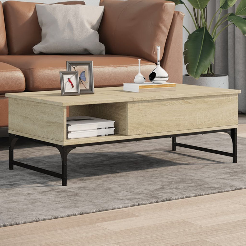 Kerlin Lift Top Four Leg Coffee Table with Storage, Sonoma Oak