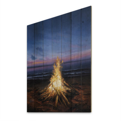 «Campfire on Sunset», impression sur bois sans cadre