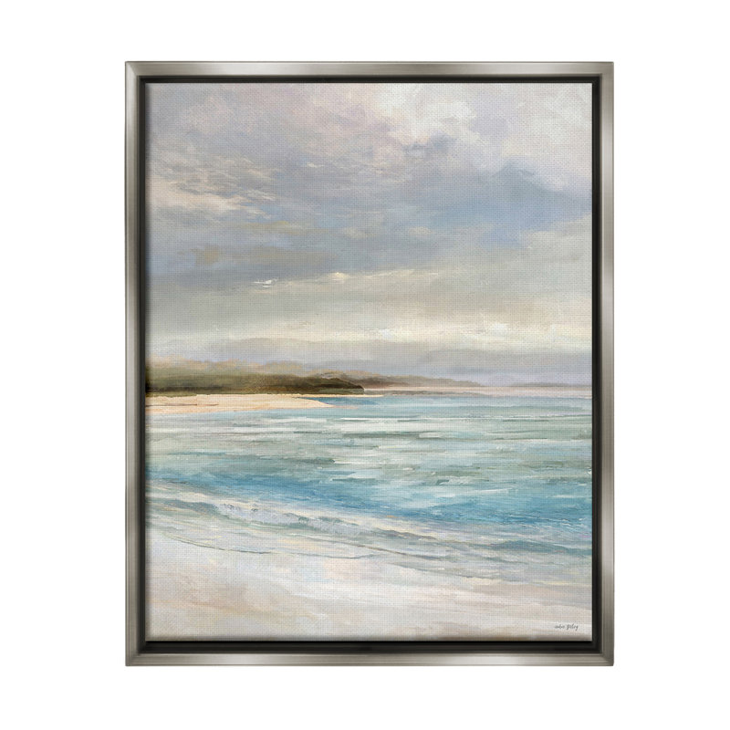 «Overcast Beach Scenery Floater Frame» par Amber Sterling sur toile, Cadre flottant gris lustré, H 31 po x l 25 po