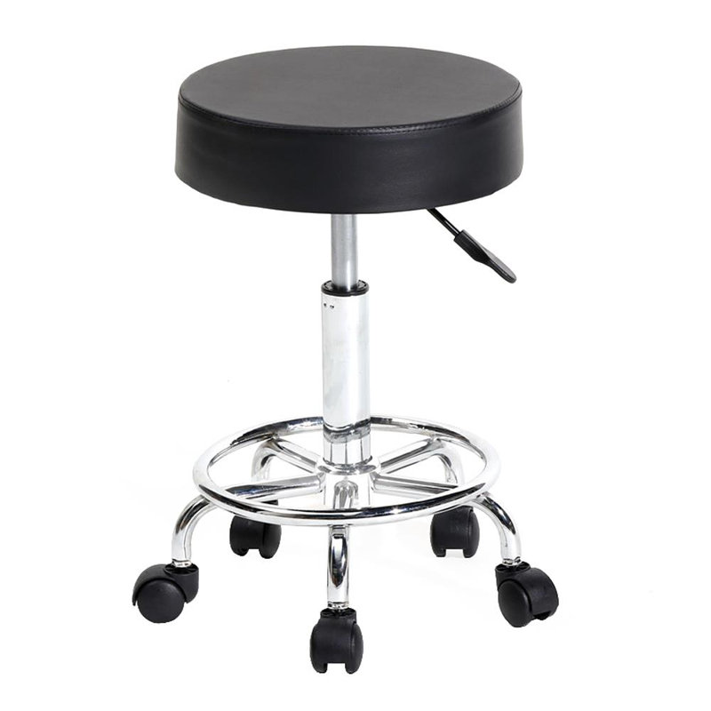Adjustable Height Ergonomic Lab Stool with Wheels, Black
