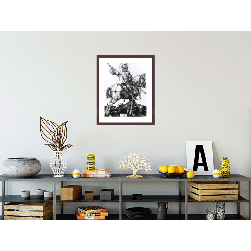 Saint-George et le dragon par Albrecht Dürer - impression giclée encadrée, H 28,34 po x l 23,5 po