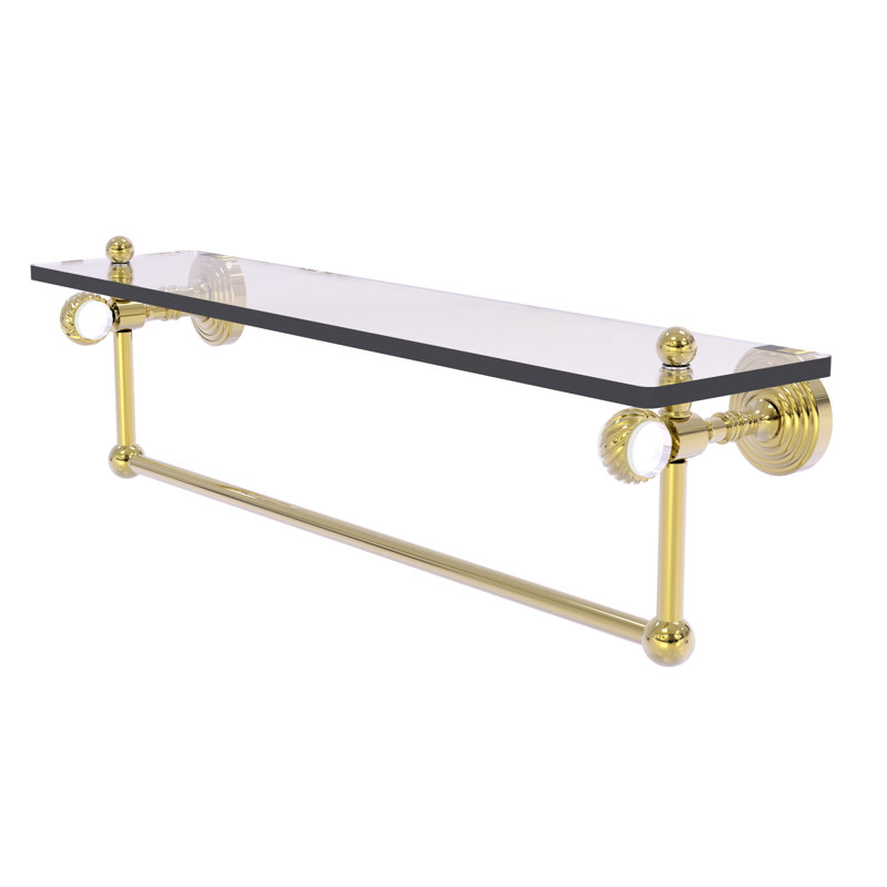Étagère murale en verre Jarrell, H 5,12 po x l 22 po x P 6,4 po, Laiton non laqué