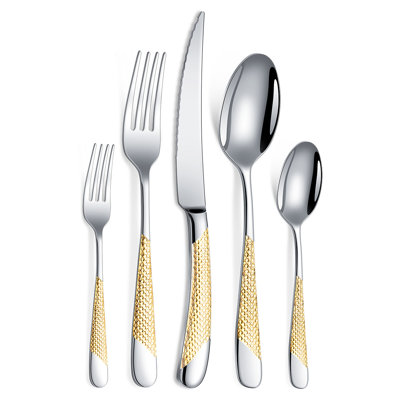 Ensemble de coutellerie de qualité supérieure en acier inoxydable 24 pièces avec couteaux, fourchettes, cuillères et étui de rangement compact