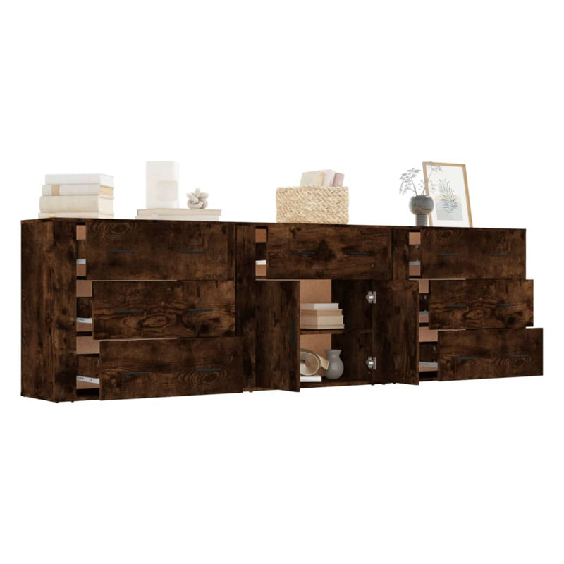 Tidioute 33 Cm Wide 7 Drawer Sideboard, Smoked Oak