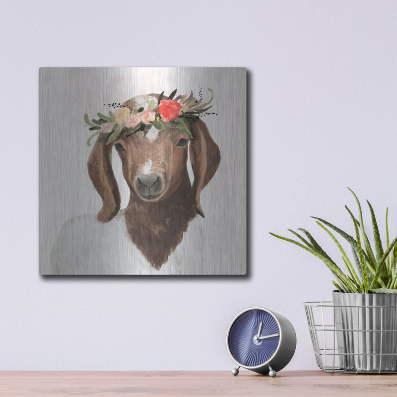 «Spring On The Farm IV» par Victoria Borges sur métal, H 12 po x l 12 po