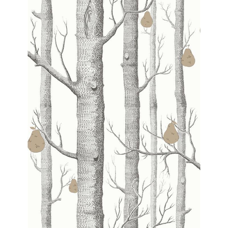 Contemporary Restyled Floral Wallpaper Roll, Black/White/Bronze