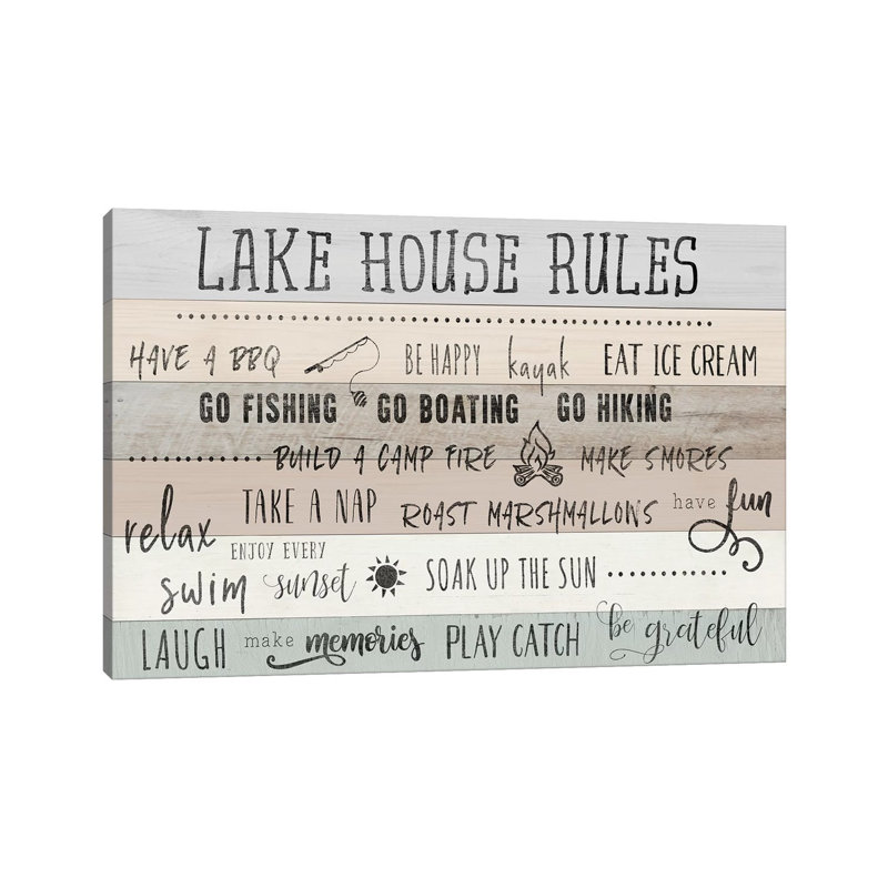 Lake House Rules - Print on Canvas, Wrapped Canvas, 66.04 cm H x 45.72 cm W x 3.175 cm D