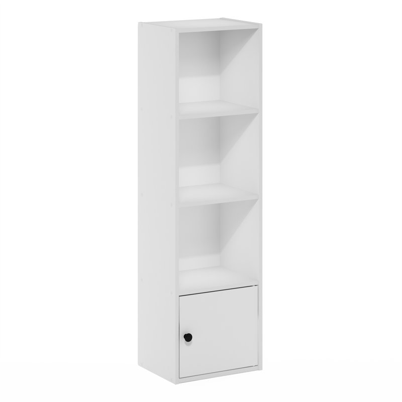 Aagam Standard Bookcase, White, (4 Shelves) 42”H x 12”W x 10”D