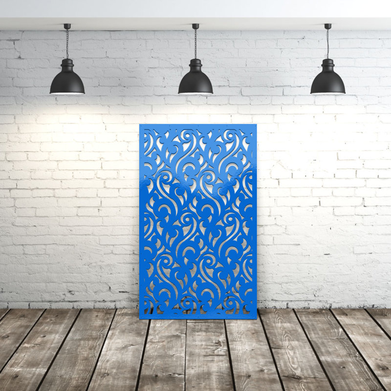 Panneau d'intimité bouclé en aluminium découpé au laser Curly - art mural extérieur thermolaqué en métal, cloison de clôture décorative