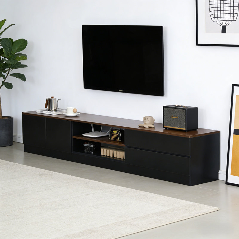 Meuble télé moderne, simple et créatif, Black/Nut Brown
