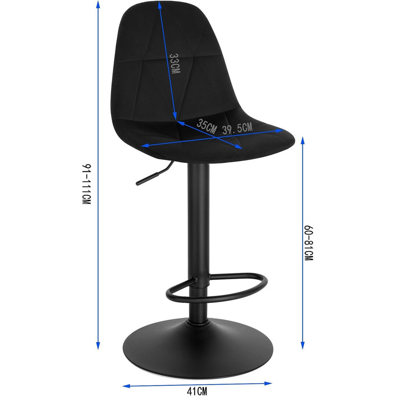 Marcien Swivel Upholstered Adjustable Height Counter Stool with Metal Frame, Black