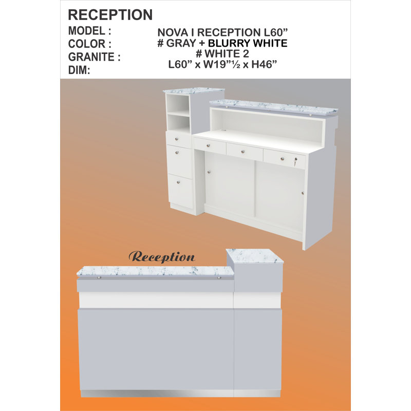 Natrice Rectangle Wood Reception Desk with Filing Cabinet