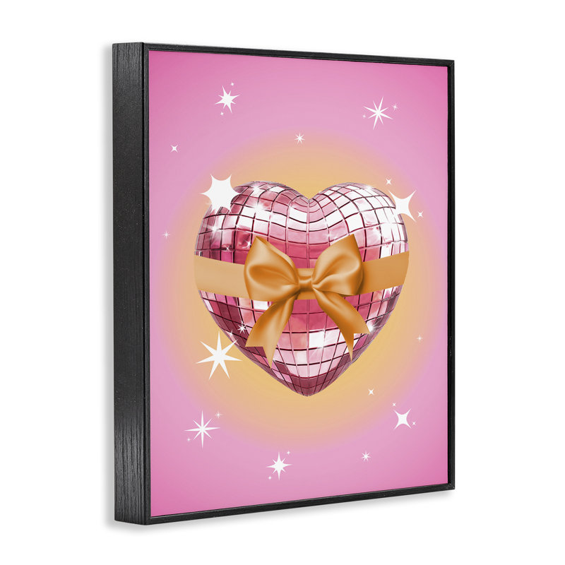 Giclée encadrée en forme de cœur et de ruban, design par Susan Arnot, H 14 po x l 11 po, Giclée encadrée noir minuit