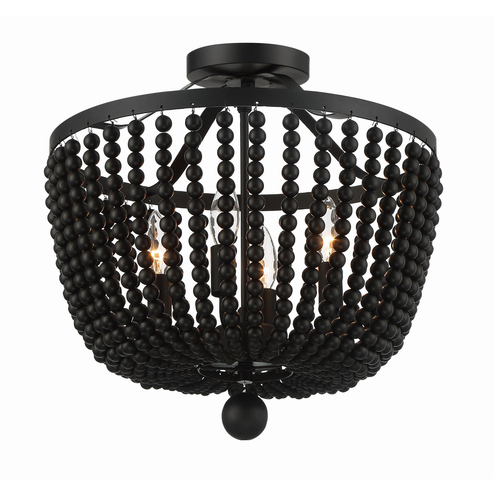 Conway 4-Light Wrought Iron Semi Flush Mount, Matte Black