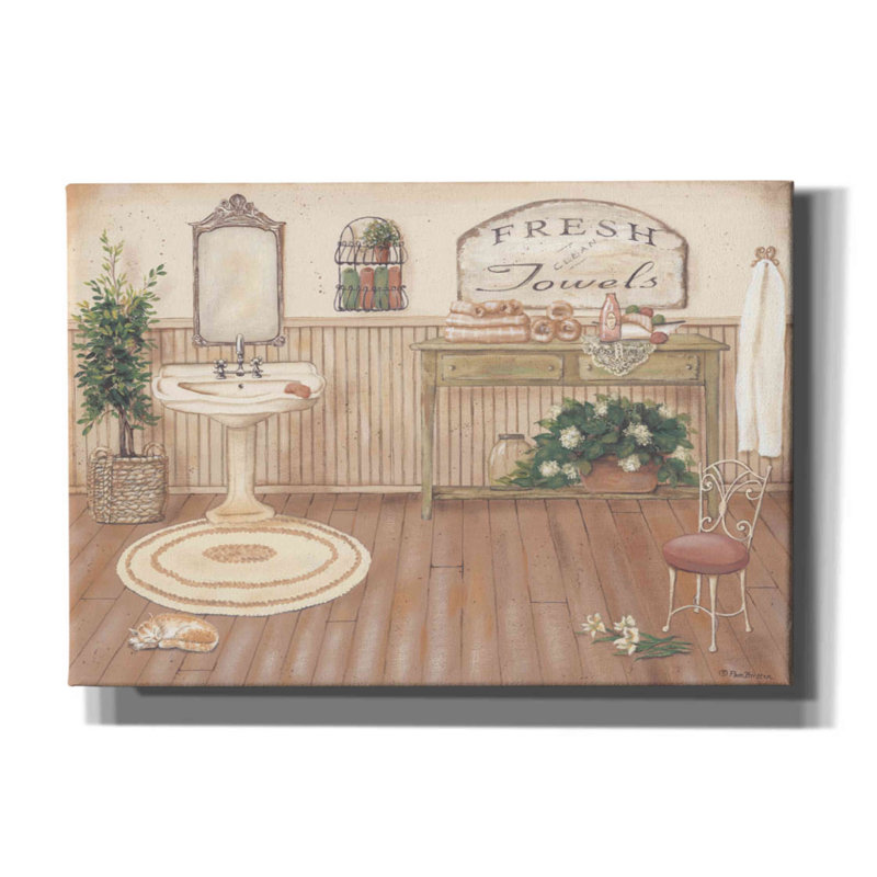 " Vintage Bath II " by Pam Britton Painting Print, 18" H x 26" W x 0.75" D