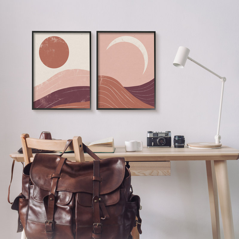 «Sun and Moon Sunrise Sunset Desert Collage» par Becky Thorns - ensemble de 2 impressions, H 20 po x l 16 po x P 1,5 po