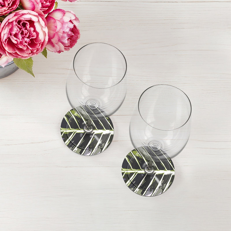 Sous-verres ronds en cuir tropical, Kaki