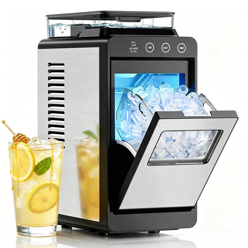 Portable Countertop Ice Maker External Water Tank 8 Cubes/6 Mins 26 Lbs/24Hrs Self-Cleaning Quiet Compact For Home Rv Camping