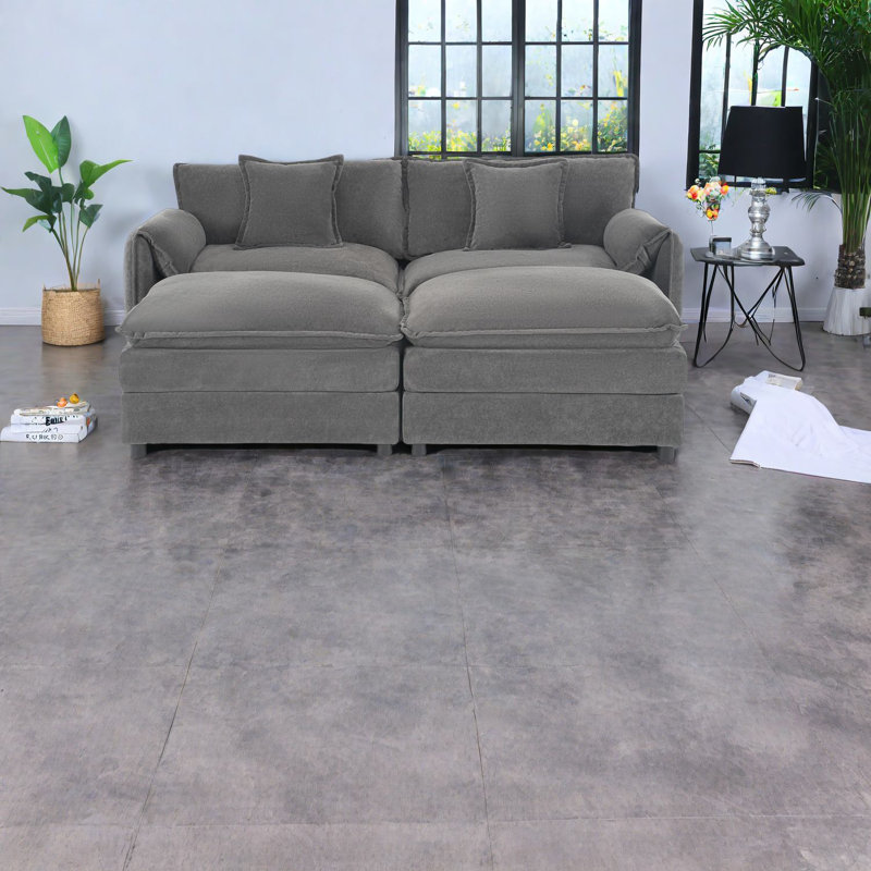 Canapés modulaires peu encombrants, chenille de qualité supérieure, design gris moderne pour les espaces de vie