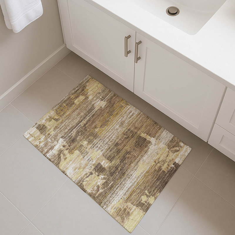 Tapis abstrait lavable à la machine intérieur / extérieur ACN2646, Clove, 1 pi 8 po x 2 pi 6 po