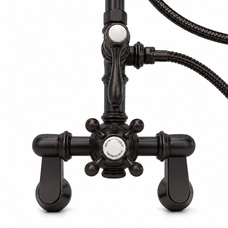 Système de douche thermostatique exposé (P1130), Bronze frotté à l'huile