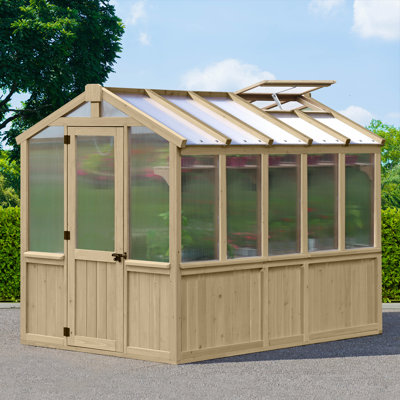 Meridian 6.7' x 9.7' Greenhouse with Cedar Wood Frame and Polycarbonate Panels Spacious Weather-Resistant Design