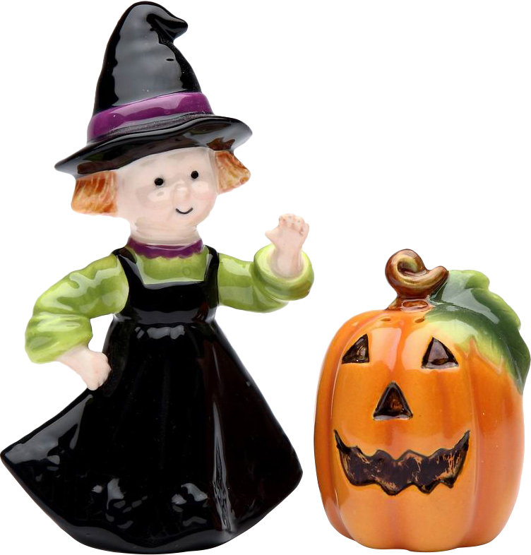 Ensemble de sel et poivre 2 pièces The Holiday Aisle Brevard Pumpkin and Witch