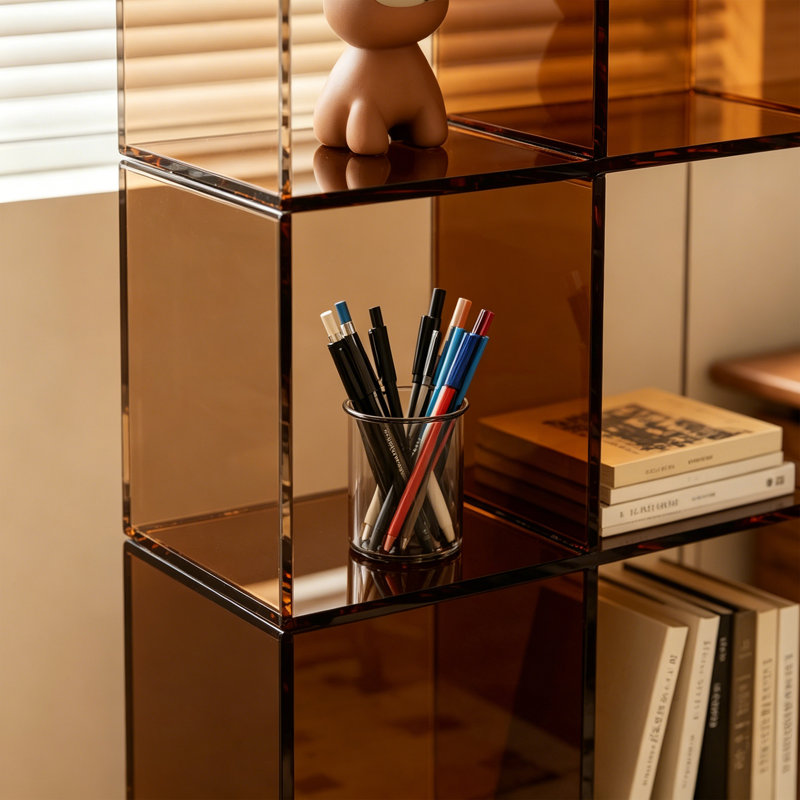 Bibliothèque en acrylique transparent, (6 tablettes) H 59,06 po x l 15,75 po x P 11,81 po