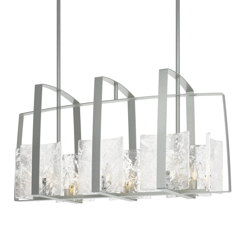 Luminaire suspendu linéaire à 8 lumières pour îlot de cuisine Arc, Platine rétro