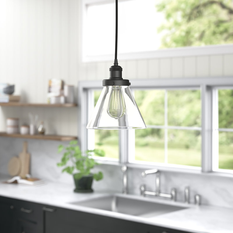 Ballston Urban Cone - 1 Light 8" Cord Hung Mini Pendant, No Bulb Included, Clear, Copper