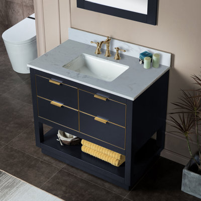 Venice 42"x21"x33" Solid Wood Bath Vanities and Vanity Top in Carrara