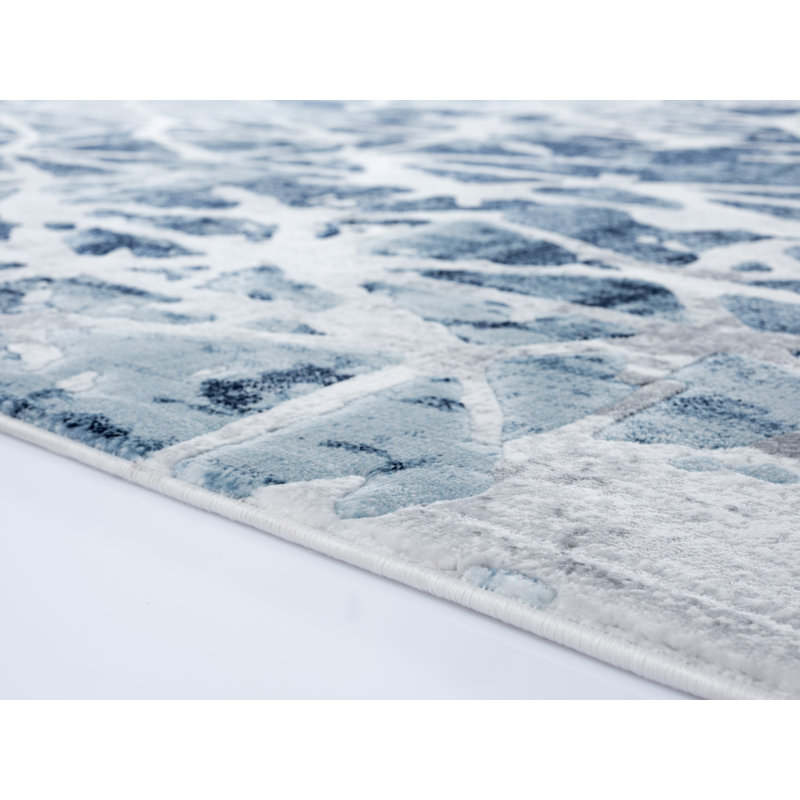 Tapis abstrait bleu, Rectangle 7 pi 9 po x 9 pi 9 po